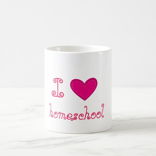 I love homeschool pink heart coffee mug (Center)