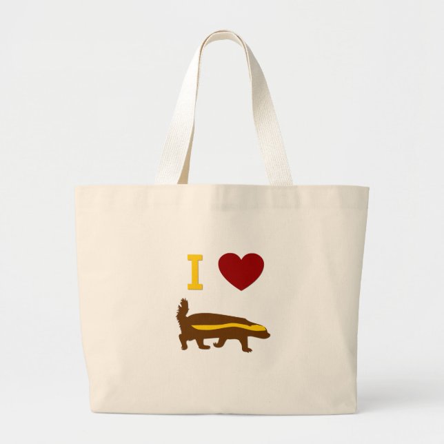 I Love Honey Badger Large Tote Bag (Front)
