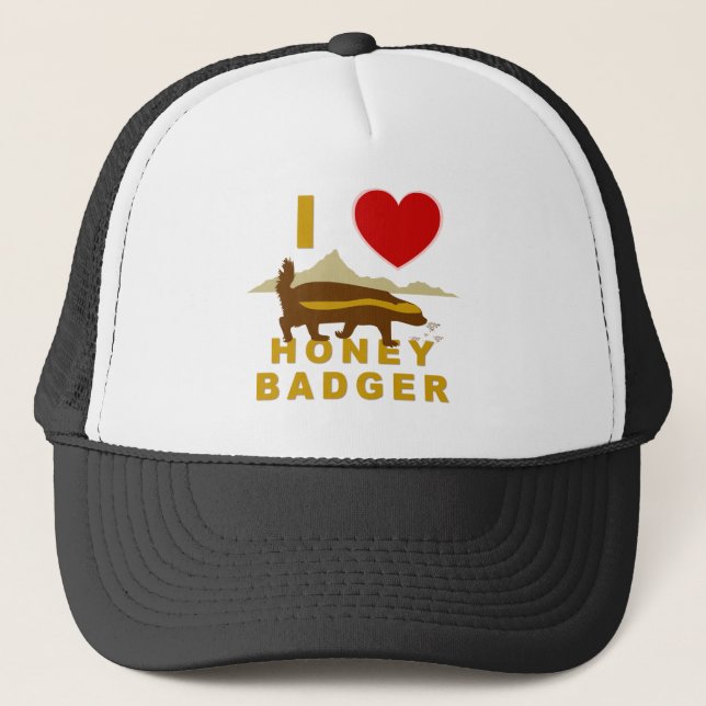 I LOVE HONEY BADGER TRUCKER HAT (Front)