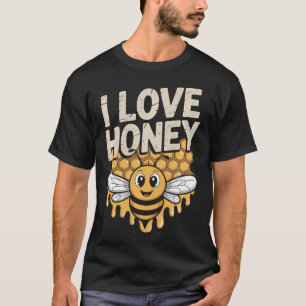 I Love Honey Cute Bee Honeycomb T-Shirt