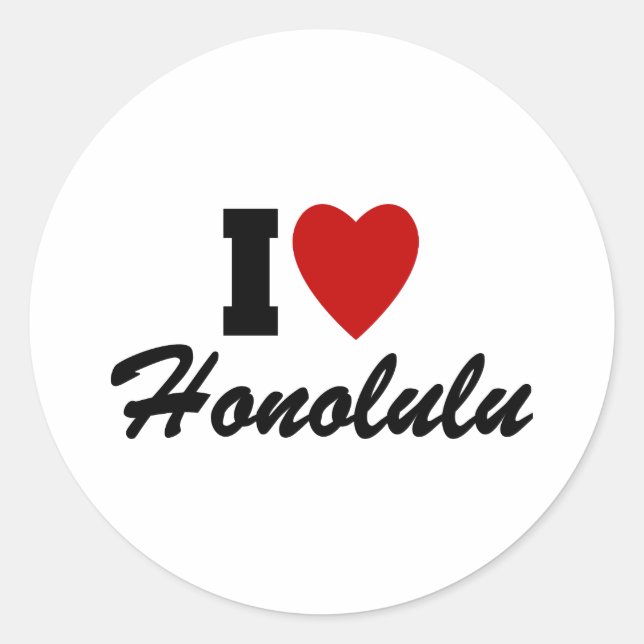 I Love Honolulu Classic Round Sticker (Front)