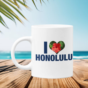 I Love Honolulu Cute Hawaiian Hibiscus Flower Coffee Mug