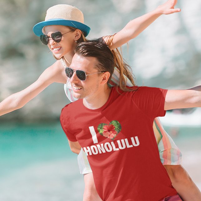 I Love Honolulu Cute Hawaiian Hibiscus Flower T-Shirt (Creator Uploaded)