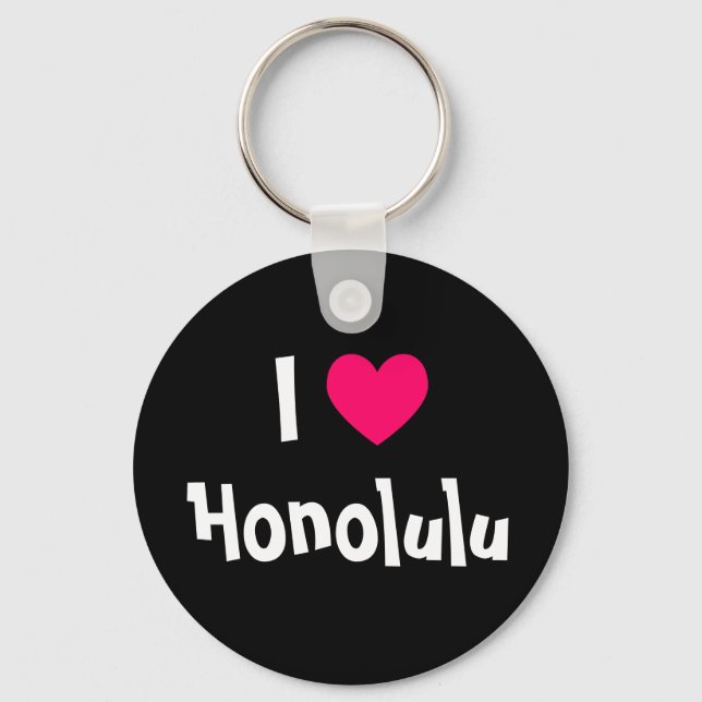 I Love Honolulu Key Ring (Front)