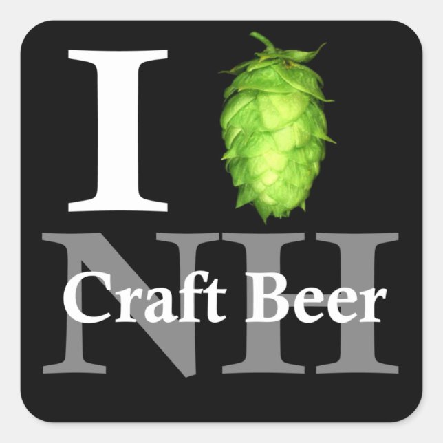 I love (hop) NH craft beer! Square Sticker (Front)