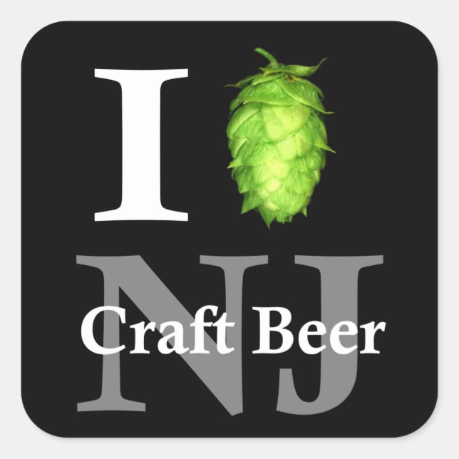 I love (hop) NJ craft beer Square Sticker (Front)