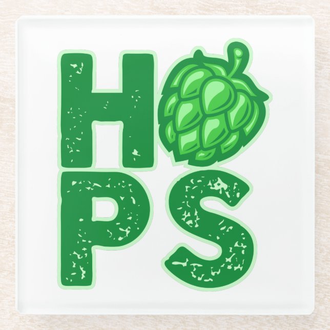 I Love Hops In Craft Beer Glass Coaster (Front)