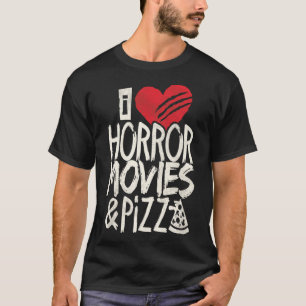 I love horror movies and Pizza graphic movie lover T-Shirt