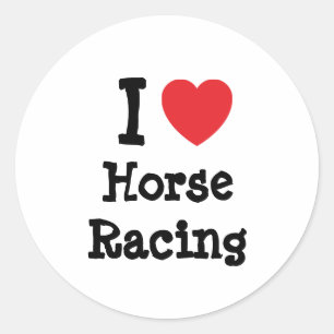 I love Horse Racing heart custom personalised Classic Round Sticker