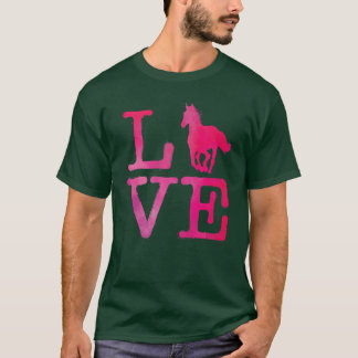 I Love Horse Watercolor Horses Riding Racing Gifts T-Shirt