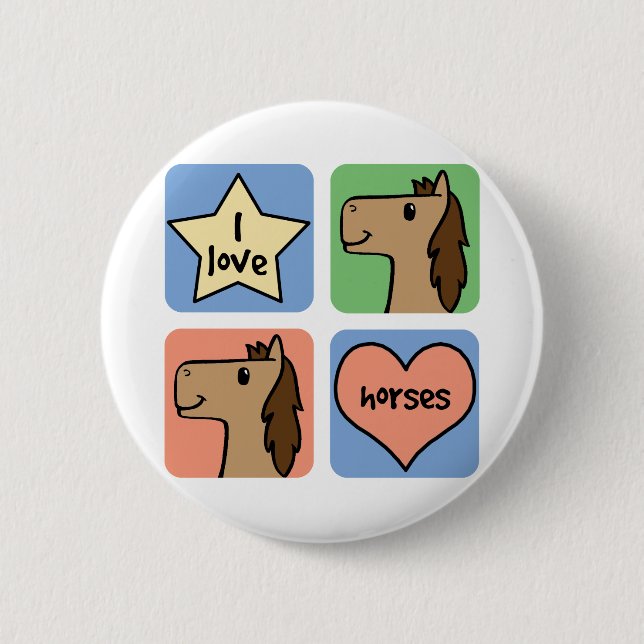 I Love Horses 6 Cm Round Badge (Front)