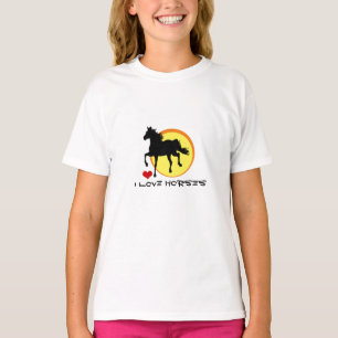 I Love Horses & Black Horse Running / Horticulture T-Shirt