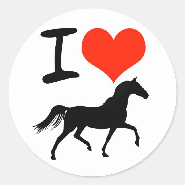 I Love Horses Classic Round Sticker (Front)