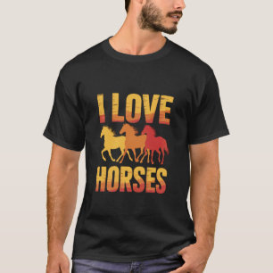 I Love Horses Colourful Galloping Silhouette T-Shirt