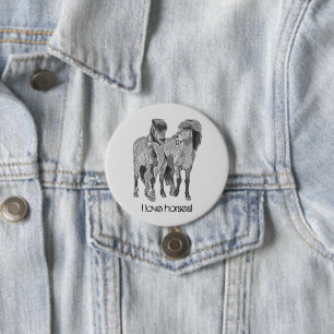 I love horses! Cute Icelandic ponies  7.5 Cm Round Badge