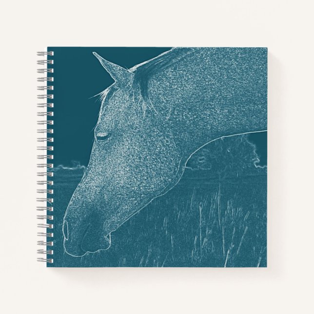 I Love Horses Equestrian Friend White on Teal Notebook (Front)