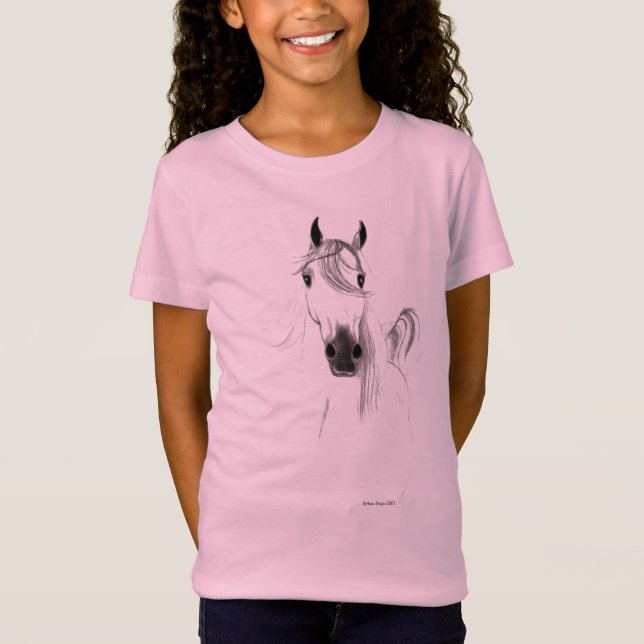 I Love Horses Girls Baby Doll Shirt (Front)