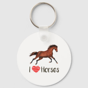 I Love Horses Horseback Riding Equestrian Gift Ide Key Ring