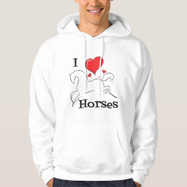 I Love Horses...I Heart Horses..T-Shirt Adult Chil Hoodie (Front)