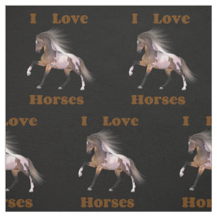 I Love Horses - Paint Horse Fabric