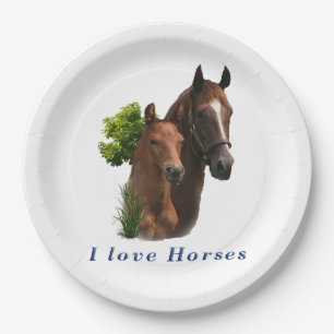 I love Horses Paper Plate