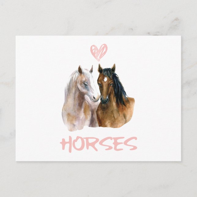 I Love Horses Portrait Invitation Postcard (Front)