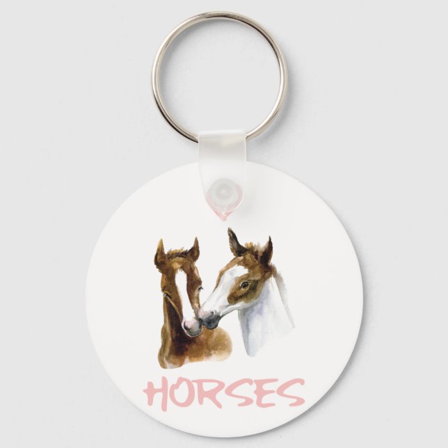 I Love Horses Portrait Key Ring (Front)