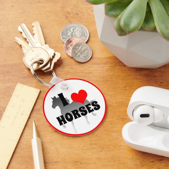 I love Horses & Red Heart, Horticulture / Keychain (Desk)