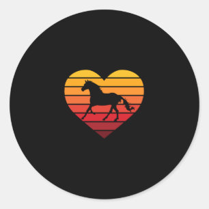 I Love Horses Retro Heart Classic Round Sticker