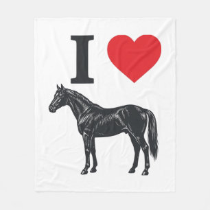 I Love Horses Vintage Engraving Shirt Design_1 Fleece Blanket