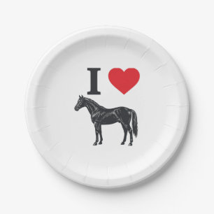 I Love Horses Vintage Engraving Shirt Design_1 Paper Plate