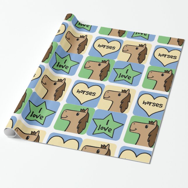 I Love Horses Wrapping Paper (Unrolled)