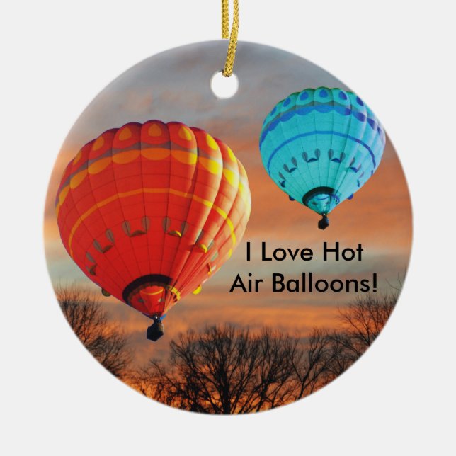 I Love Hot Air Balloons Ceramic Tree Decoration (Front)