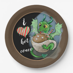 I LOVE hot Coaco Baby Dragon Christmas Paper Plate