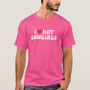 I love hot cowgirls red heart cowgirl western Rode T-Shirt