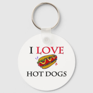 I Love Hot Dogs Key Ring
