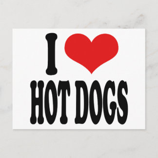 I Love Hot Dogs Postcard