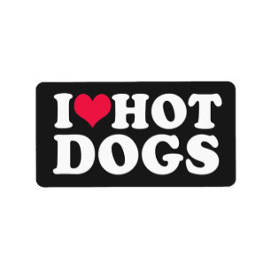I Love Hot Dogs Rectangular Label