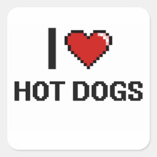 I Love Hot Dogs Square Sticker