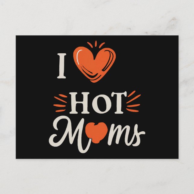 I Love Hot Moms I Heart Hot Moms Distressed Retro  Holiday Postcard (Front)