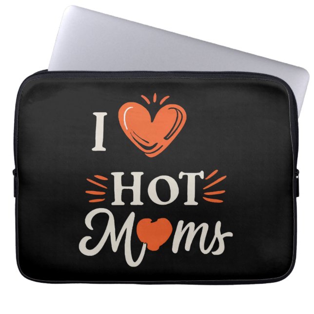I Love Hot Moms I Heart Hot Moms Distressed Retro  Laptop Sleeve (Front)