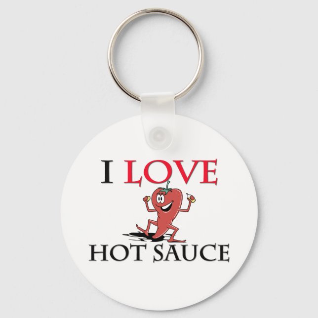 I Love Hot Sauce Key Ring (Front)