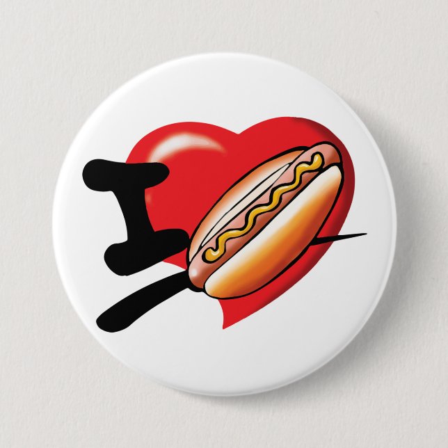 I Love Hotdogs Button (Front)