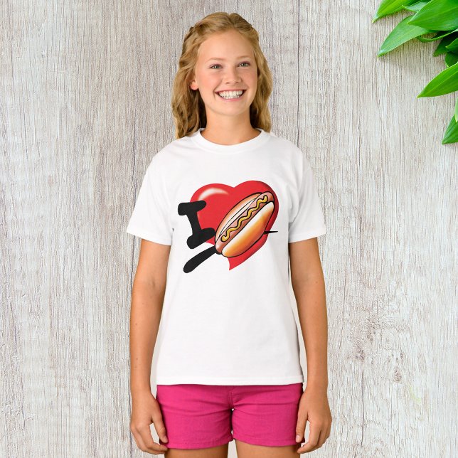 I Love Hotdogs Girls T-Shirt (Creator Uploaded)