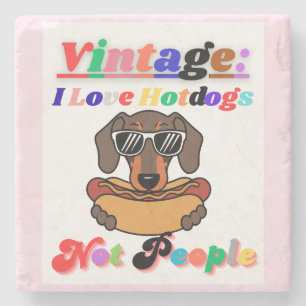 I Love Hotdogs,not People Stone Coaster
