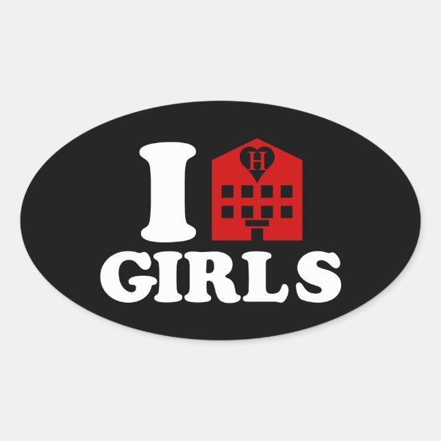 I Love Hotel Girls Oval Sticker (Front)