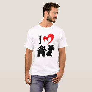 I Love House Cat heart Valentines day Cat Loves  T-Shirt