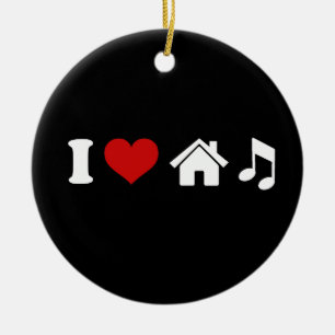 I Love House Music Ceramic Tree Decoration
