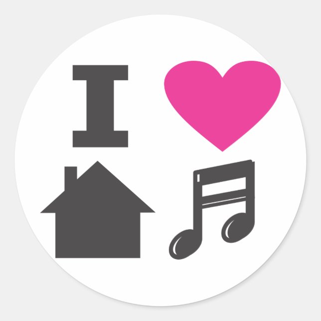 I love house music classic round sticker (Front)