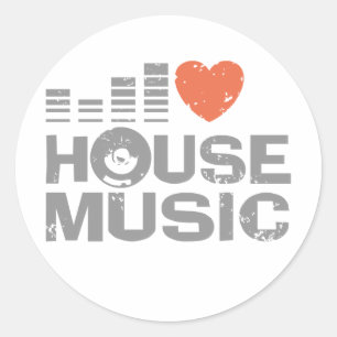 I Love House Music Classic Round Sticker